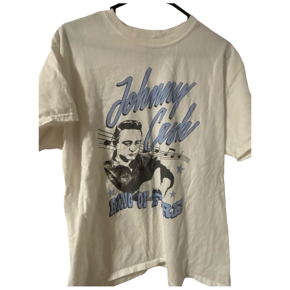 Johnny Cash Men's Short Sleeve Crew Neck White T-Shirt Size Large